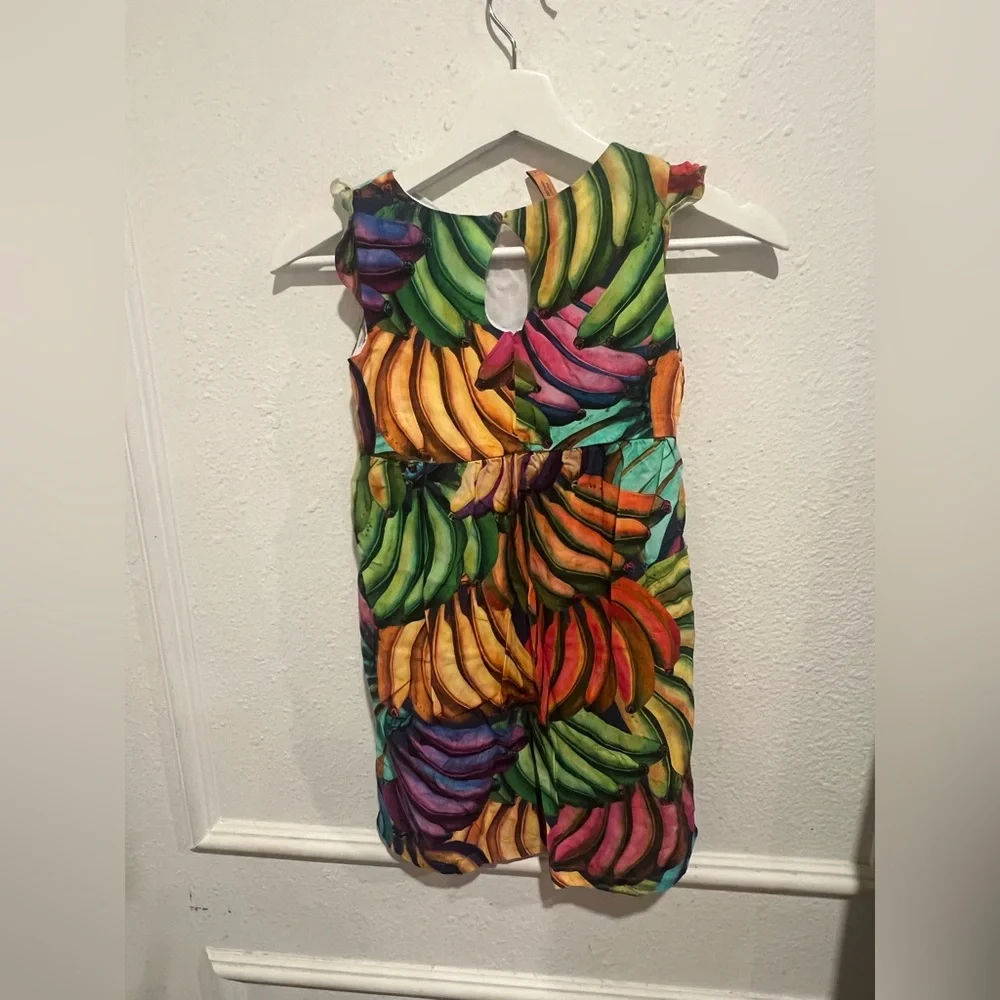 Colorful Banana Print Kids Dress